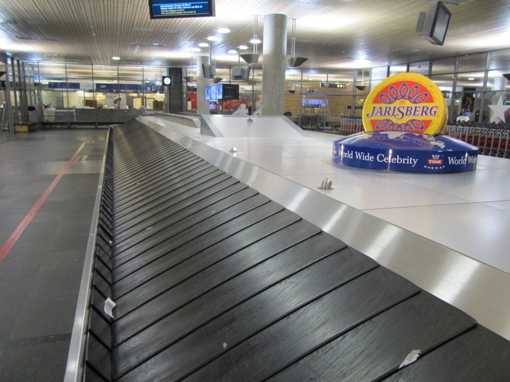 A view of a baggage-handling system